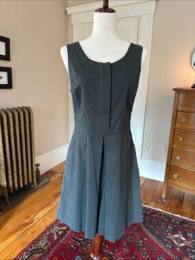 J. Crew Sleeveless Charcoal Kick Pleat Cotton Mini Dress